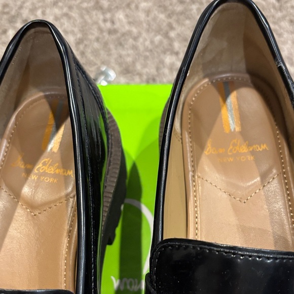 Sam Edelman Black Loafers with Gold Accents - Picture 2 of 6